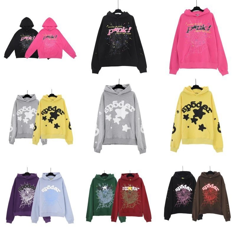 Graffiti spider web foam printed hooded sweatshirt trendy